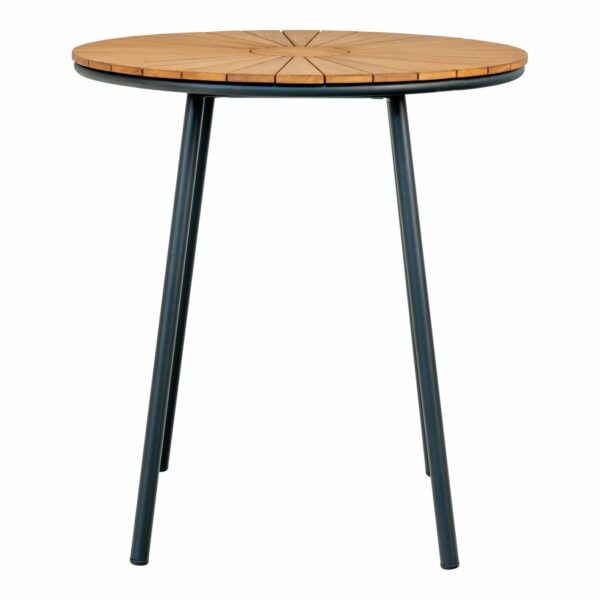 table extérieure 70 cm pieds métal cleveland plateau en teck