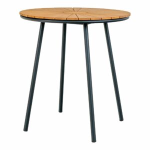 table extérieure 70 cm pieds métal cleveland plateau en teck