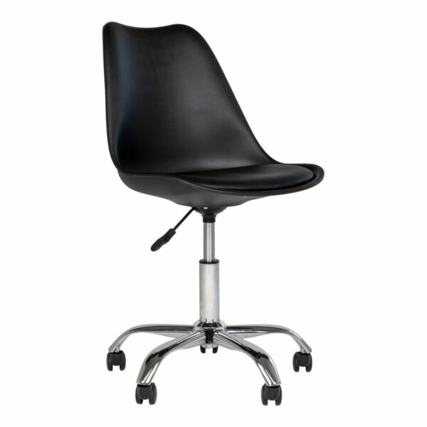 chaise de bureau noir stavenger pieds chrome