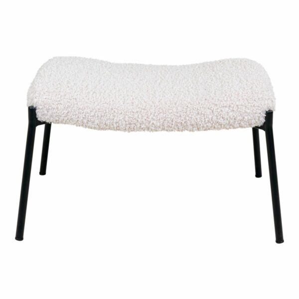 pouf scandinave glagow tissu bouclette blanc