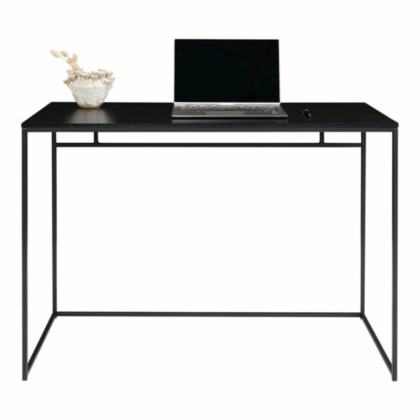 bureau métal noir 100 cm vita plateau noir