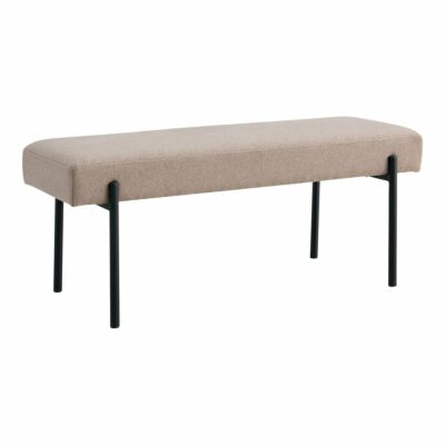 banc swindon 100 cm tissu sable avec pieds noirs