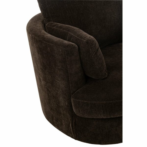 fauteuil pivotant bois de peuplier swin tissu marron foncé