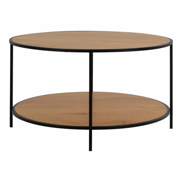 table basse ronde noire 80 cm vita metal et bois chêne