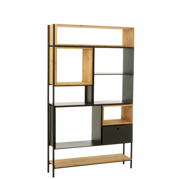 etagère tina 110 x 185 bois et metal noir