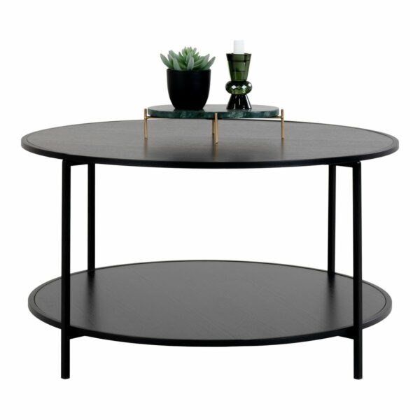 table basse ronde noire 80 cm vita metal et bois noir