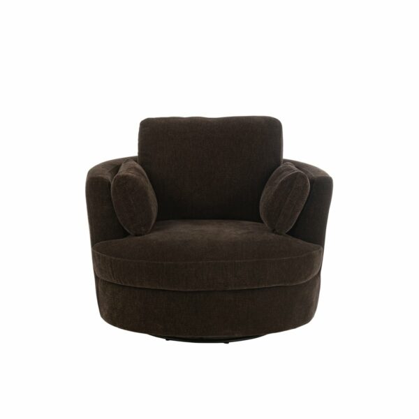 fauteuil pivotant bois de peuplier swin tissu marron foncé