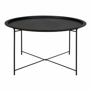 Table basse scandinave ronde 75 cm métal noir Bastia