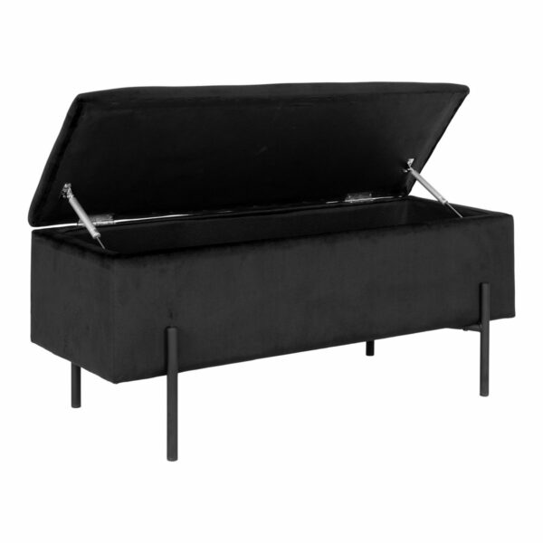 banc coffre métal noir watford velours noir