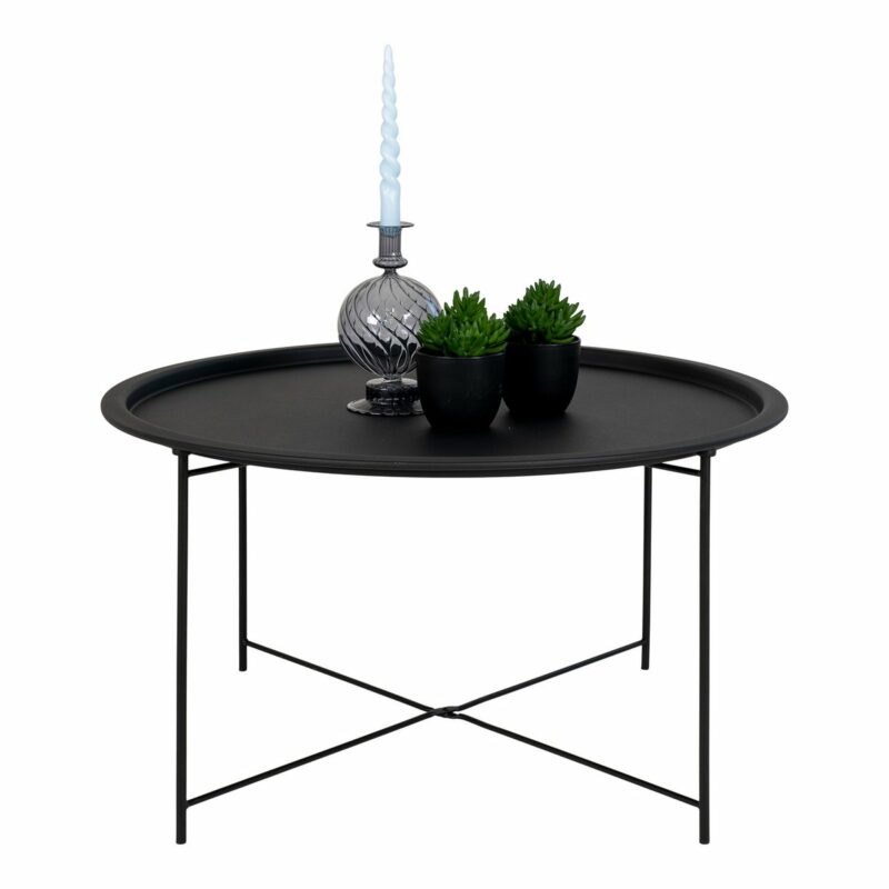 table basse scandinave ronde 75 cm métal noir bastia