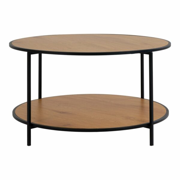 table basse ronde noire 80 cm vita metal et bois chêne