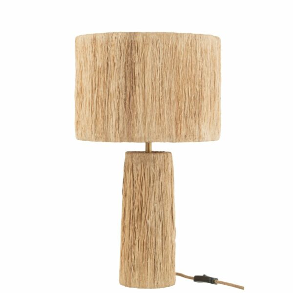 lampe de table en feuilles de bananier et jute naturel