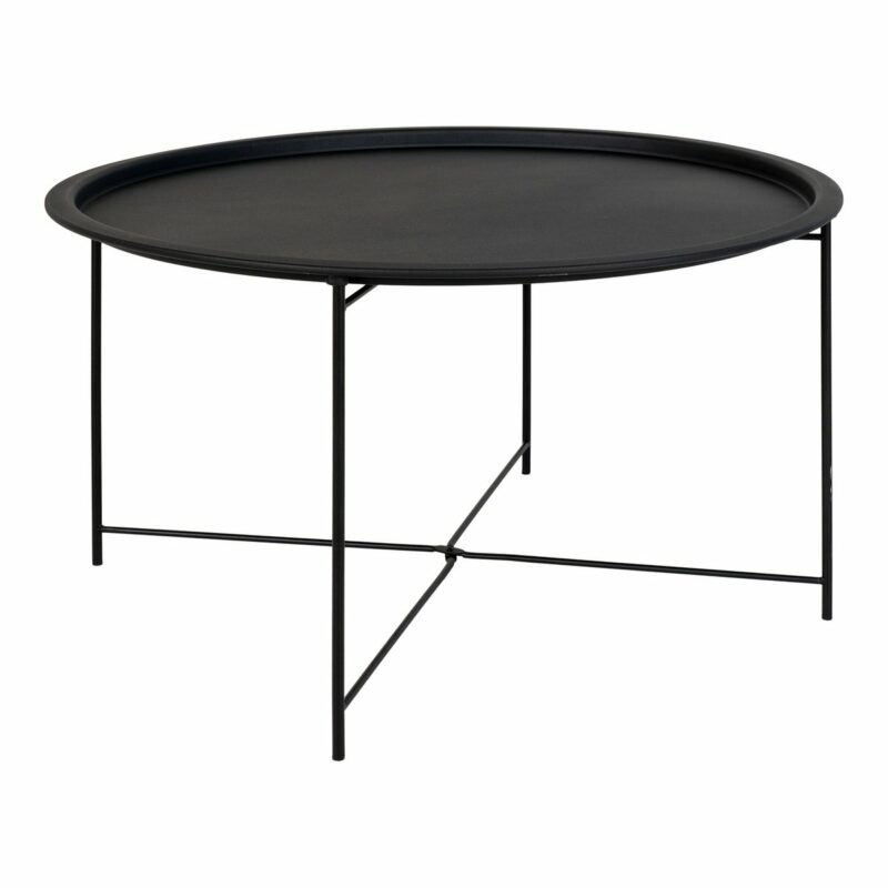 table basse scandinave ronde 75 cm métal noir bastia