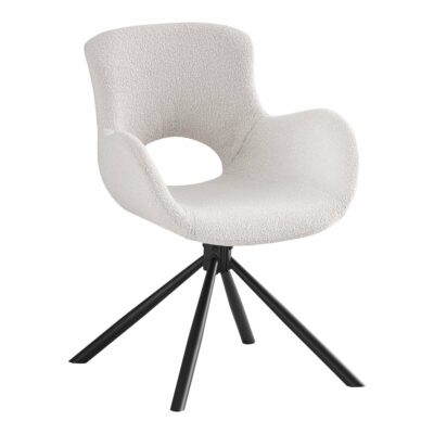 Chaise pivotante pieds métal tissu bouclette blanc Amorim