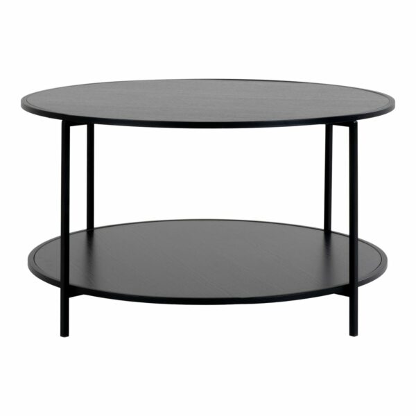 table basse ronde noire 80 cm vita metal et bois noir