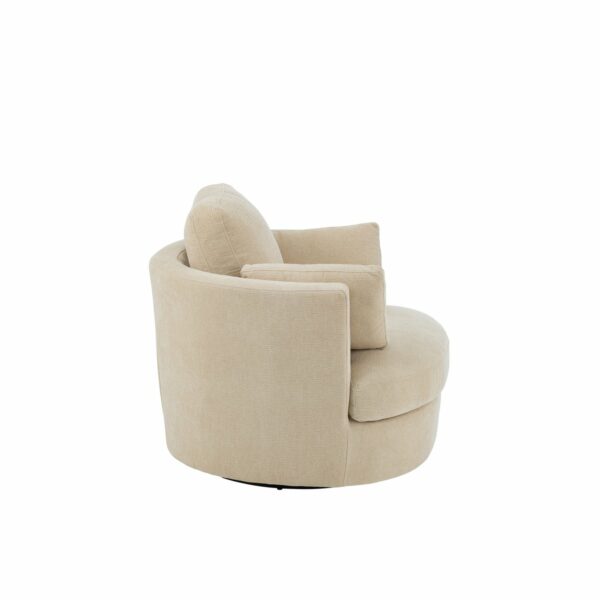 fauteuil pivotant bois de peuplier swin tissu beige