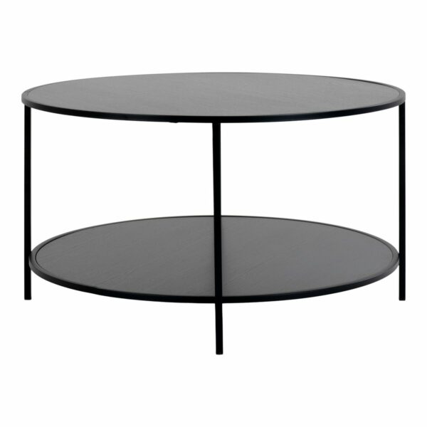 table basse ronde noire 80 cm vita metal et bois noir