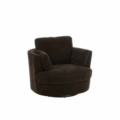 fauteuil pivotant bois de peuplier swin tissu marron foncé