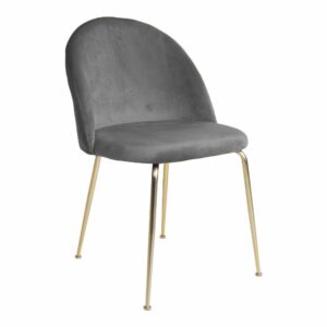 Chaise metal dore Geneve velours gris foncé