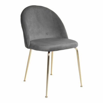 Chaise metal dore Geneve velours gris foncé