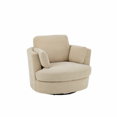 fauteuil pivotant bois de peuplier swin tissu beige