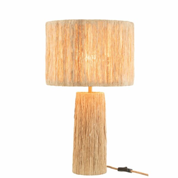 lampe de table en feuilles de bananier et jute naturel