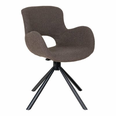 Chaise pivotante pieds métal tissu bouclette Marron