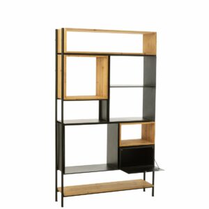 Etagère Tina 110 x 185 bois et metal noir