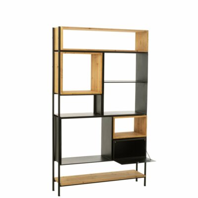 etagère tina 110 x 185 bois et metal noir