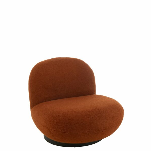 fauteuil lounge design en tissu orange bois de peuplier noir