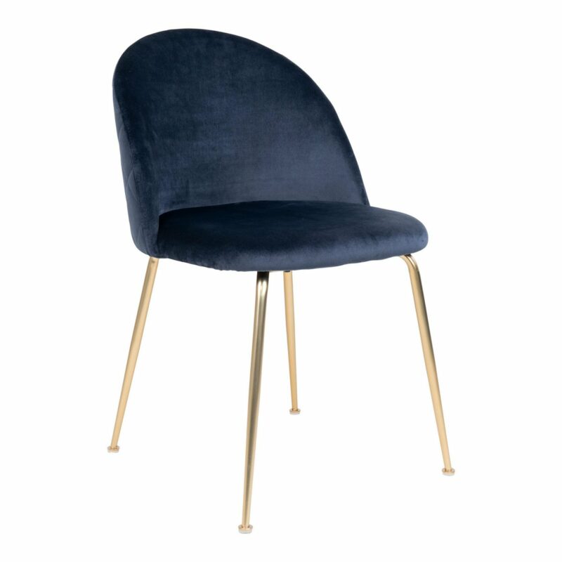 chaises geneve velours bleu avec pieds doré dos