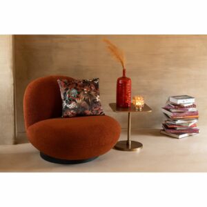 fauteuil lounge design en tissu orange bois de peuplier noir ambiance