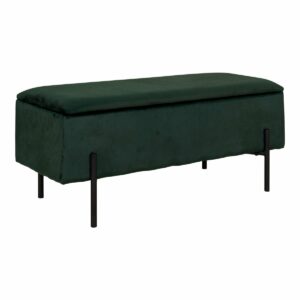 Banc coffre Watford Pieds métal Noir, Velours Vert