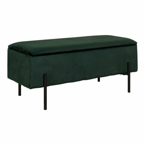 banc coffre watford pieds métal noir velours vert