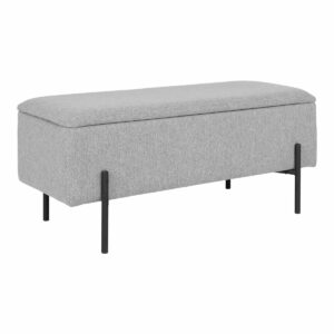 Banc coffre Watford : rangement pratique, tissu gris