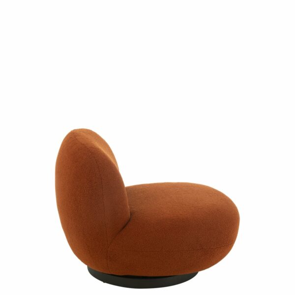 fauteuil lounge design en tissu orange bois de peuplier noir profil