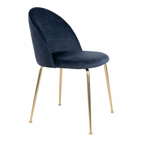 chaises geneve velours bleu avec pieds doré profil