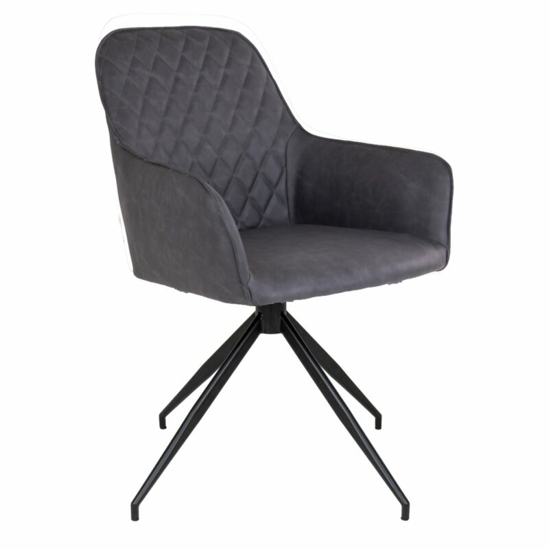 chaise de salle à manger harbo métal noir simili cuir gris