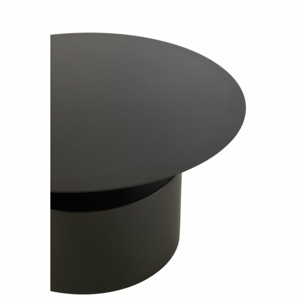 table basse de salon design ronde metal noir plateau