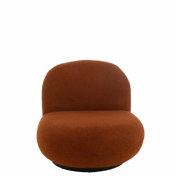 fauteuil lounge design en tissu orange bois de peuplier noir face