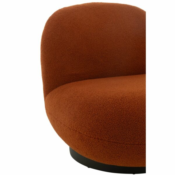 fauteuil lounge design en tissu orange bois de peuplier noir zoom assise