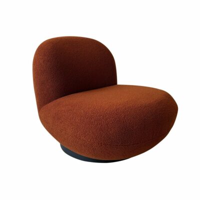 fauteuil lounge design en tissu orange bois de peuplier noir