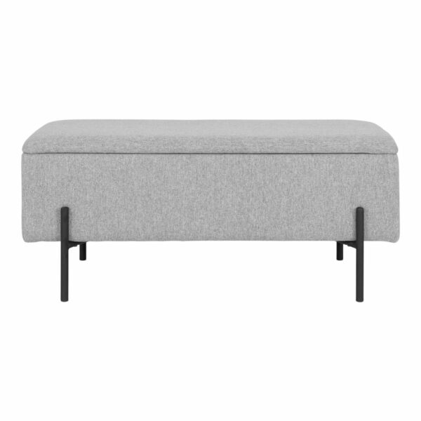 banc coffre watford rangement pratique tissu gris face