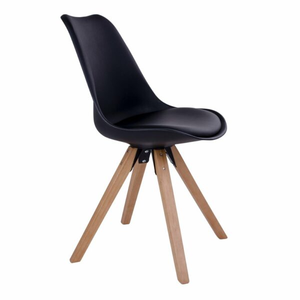 chaises scandinaves pieds bois bergen noire profil