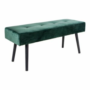 Banquette en velours Vert Skiby avec pieds noirs