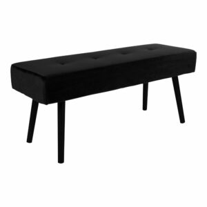 Banquette en velours noir Skiby avec pieds noirs