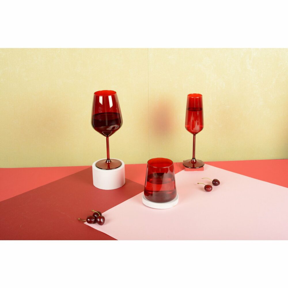 lot de 6 flutes à champagne rouges décor table