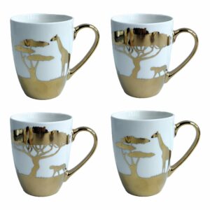 lot de 4 mugs savane doré