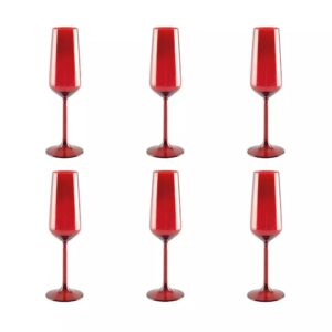 lot de 6 flutes à champagne rouges