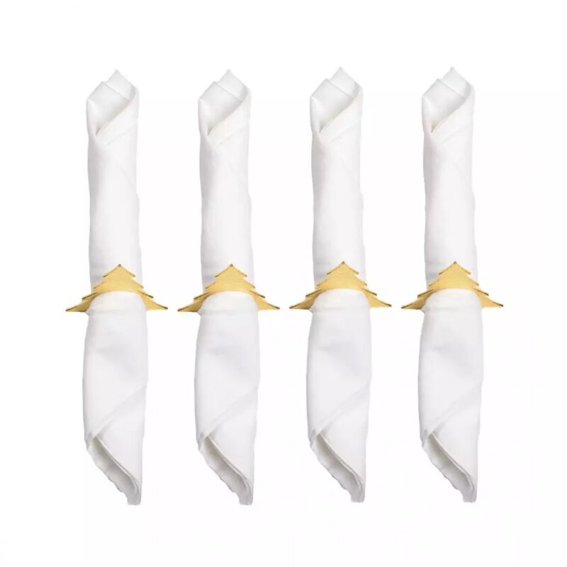 lot de 4 ronds de serviettes sapin doré